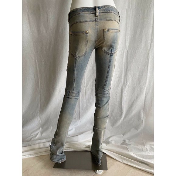 Balmain Women's Moto-style Distressed Low-Rise 36 - Picture 8 of 12